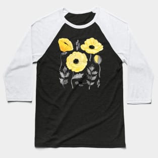 Yellow Poppies Baseball T-Shirt